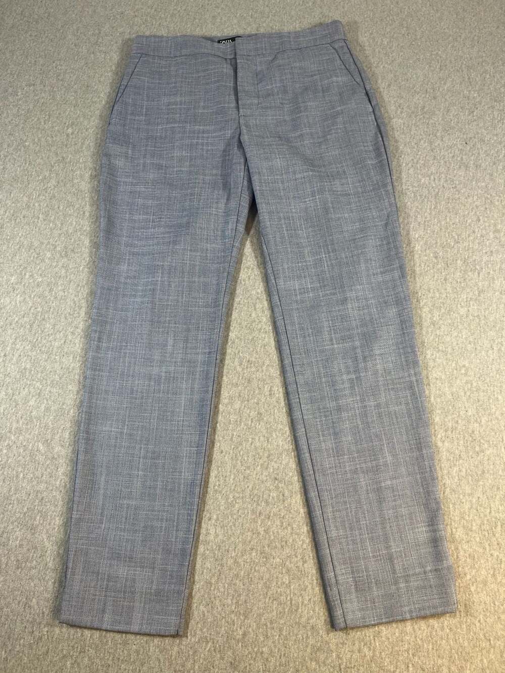 Zara Gray Textured Slim-Fit Tailored Trousers Women’s Size 2(28X27)